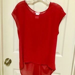 Junior's Sheer Cap Sleeve Scoopneck Top by Free 2 Luv Size Large